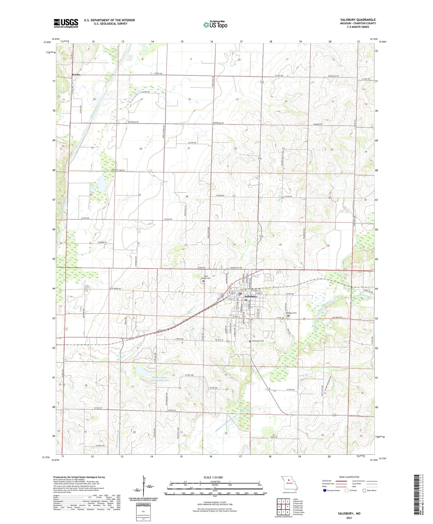 Salisbury Missouri US Topo Map Image
