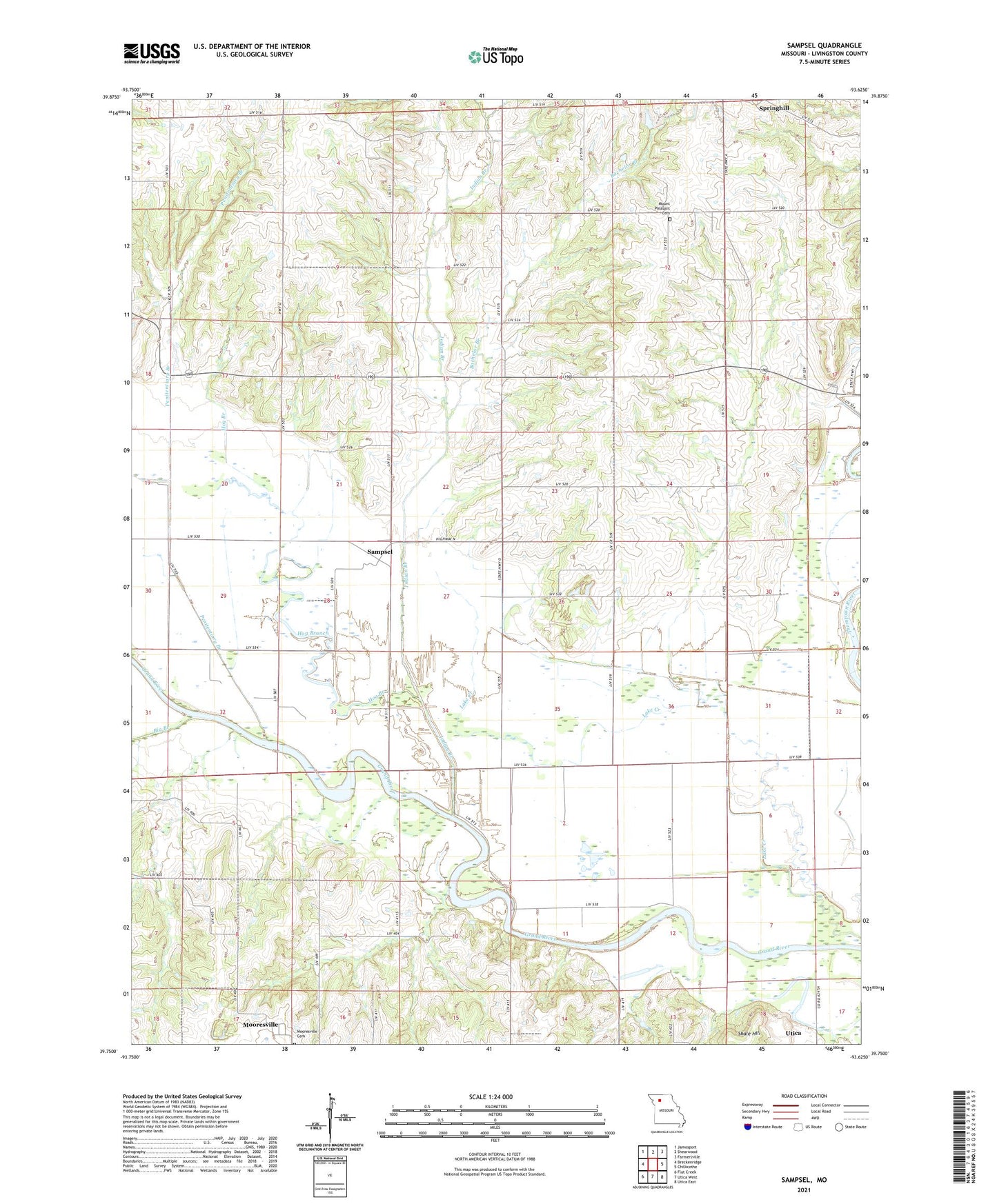 Sampsel Missouri US Topo Map Image