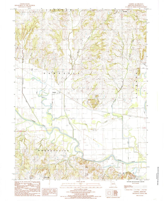 Classic USGS Sampsel Missouri 7.5'x7.5' Topo Map Image