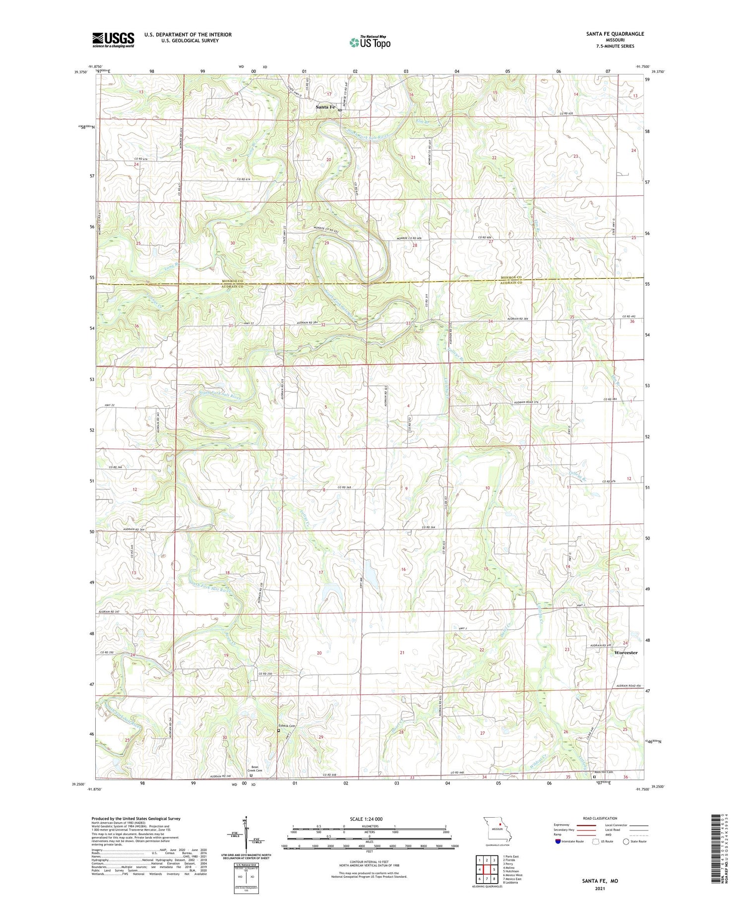 Santa Fe Missouri US Topo Map Image
