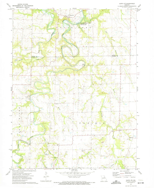 Classic USGS Santa Fe Missouri 7.5'x7.5' Topo Map Image