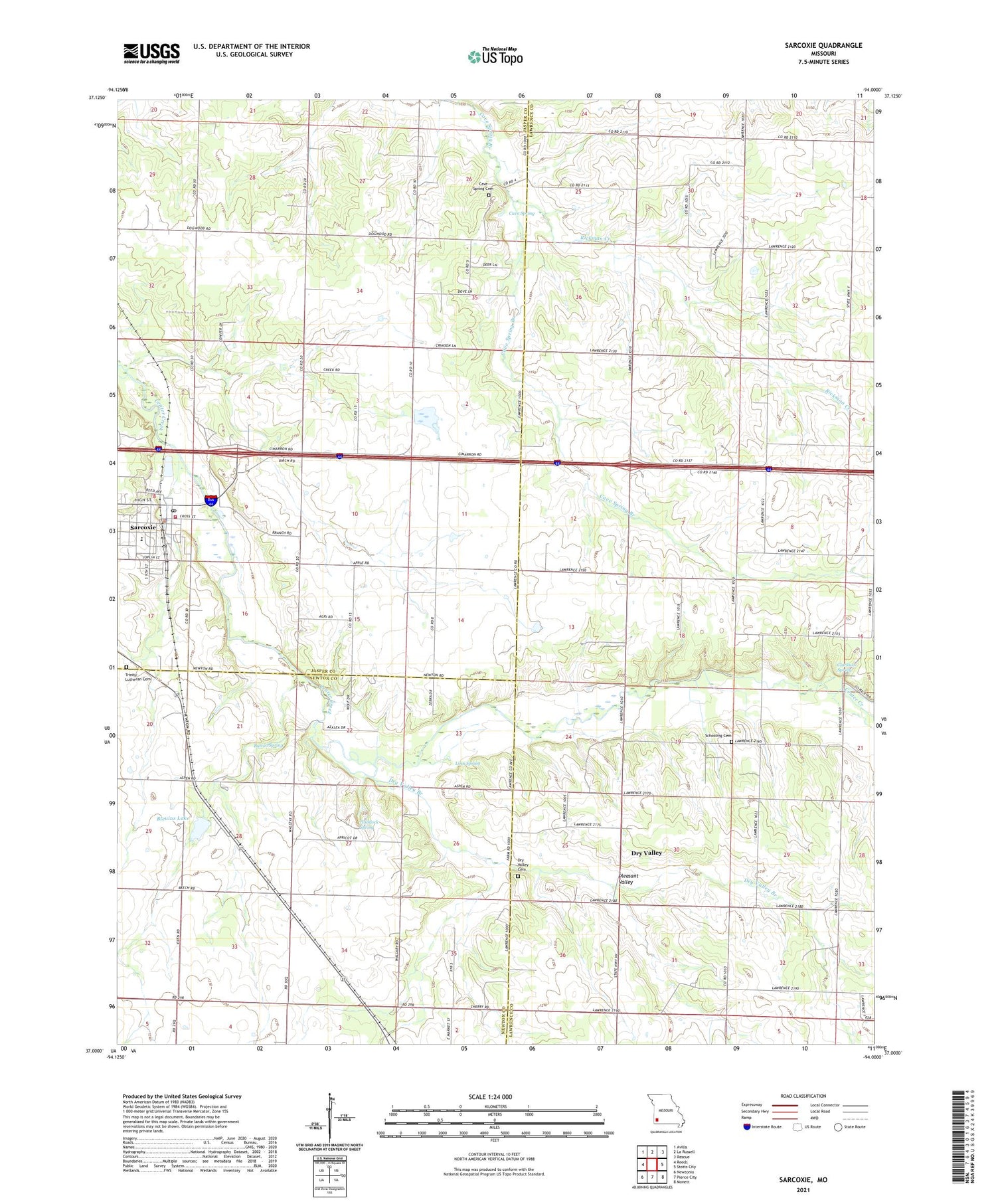 Sarcoxie Missouri US Topo Map Image