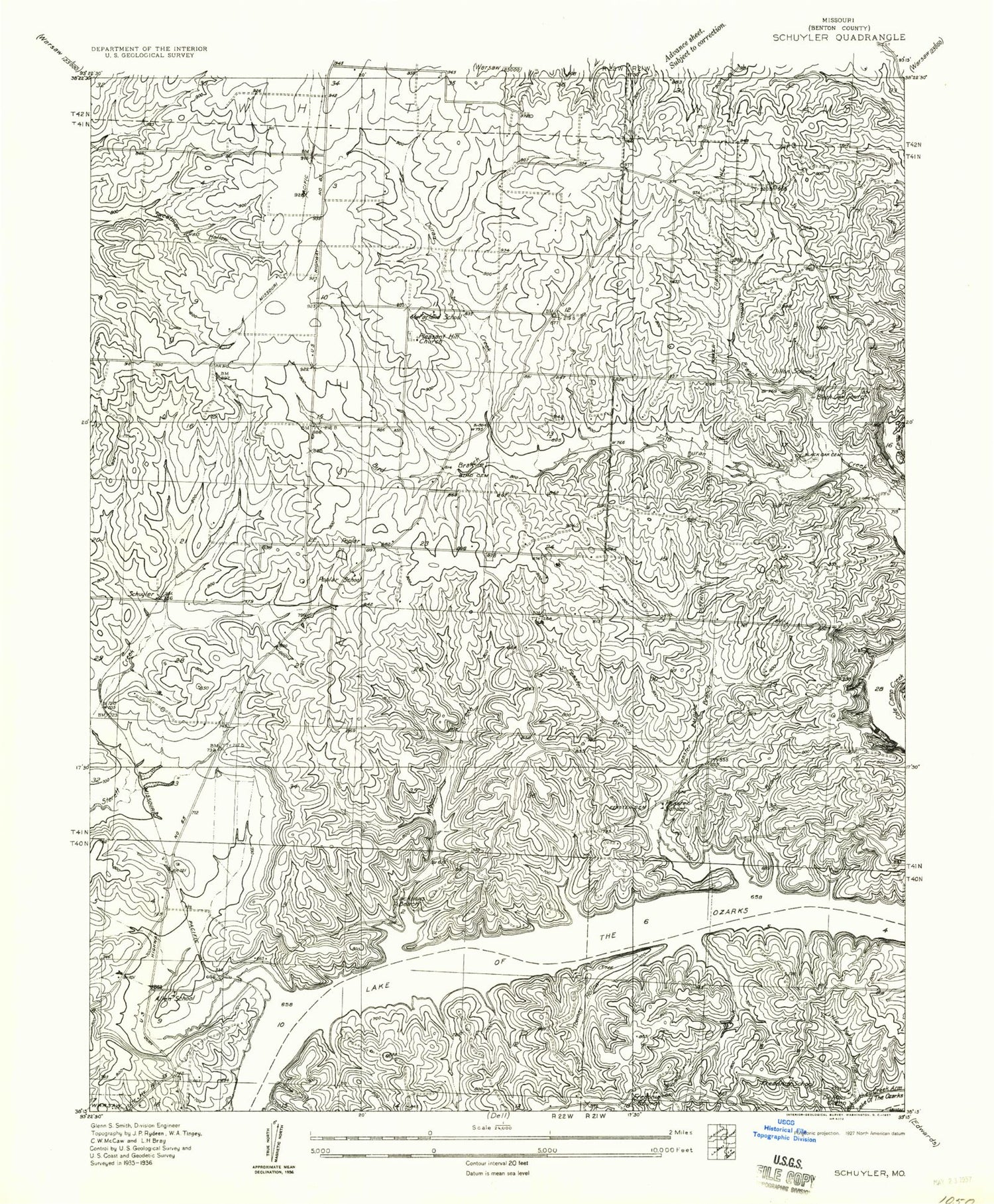 Classic USGS Lincoln SE Missouri 7.5'x7.5' Topo Map Image