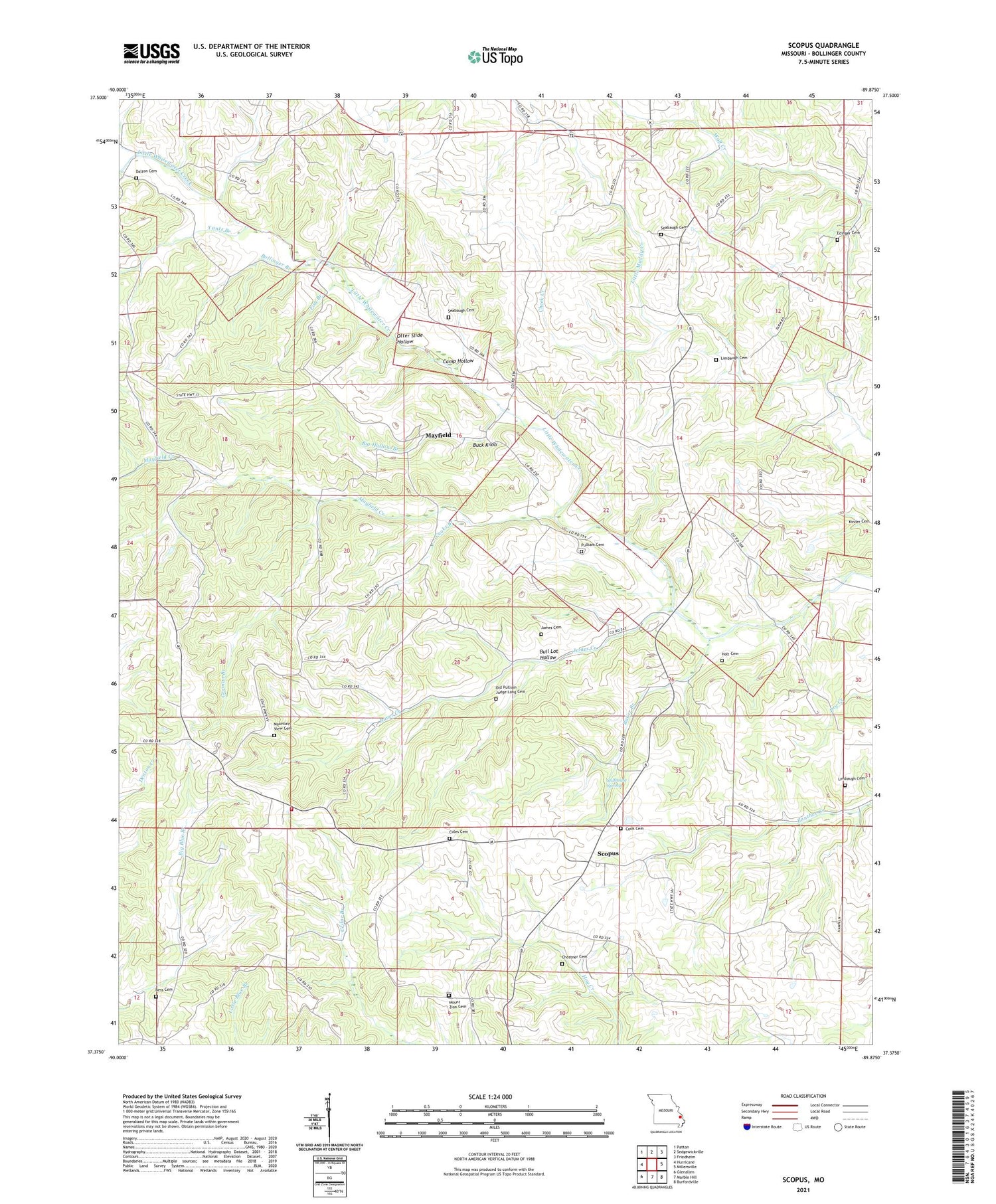 Scopus Missouri US Topo Map Image