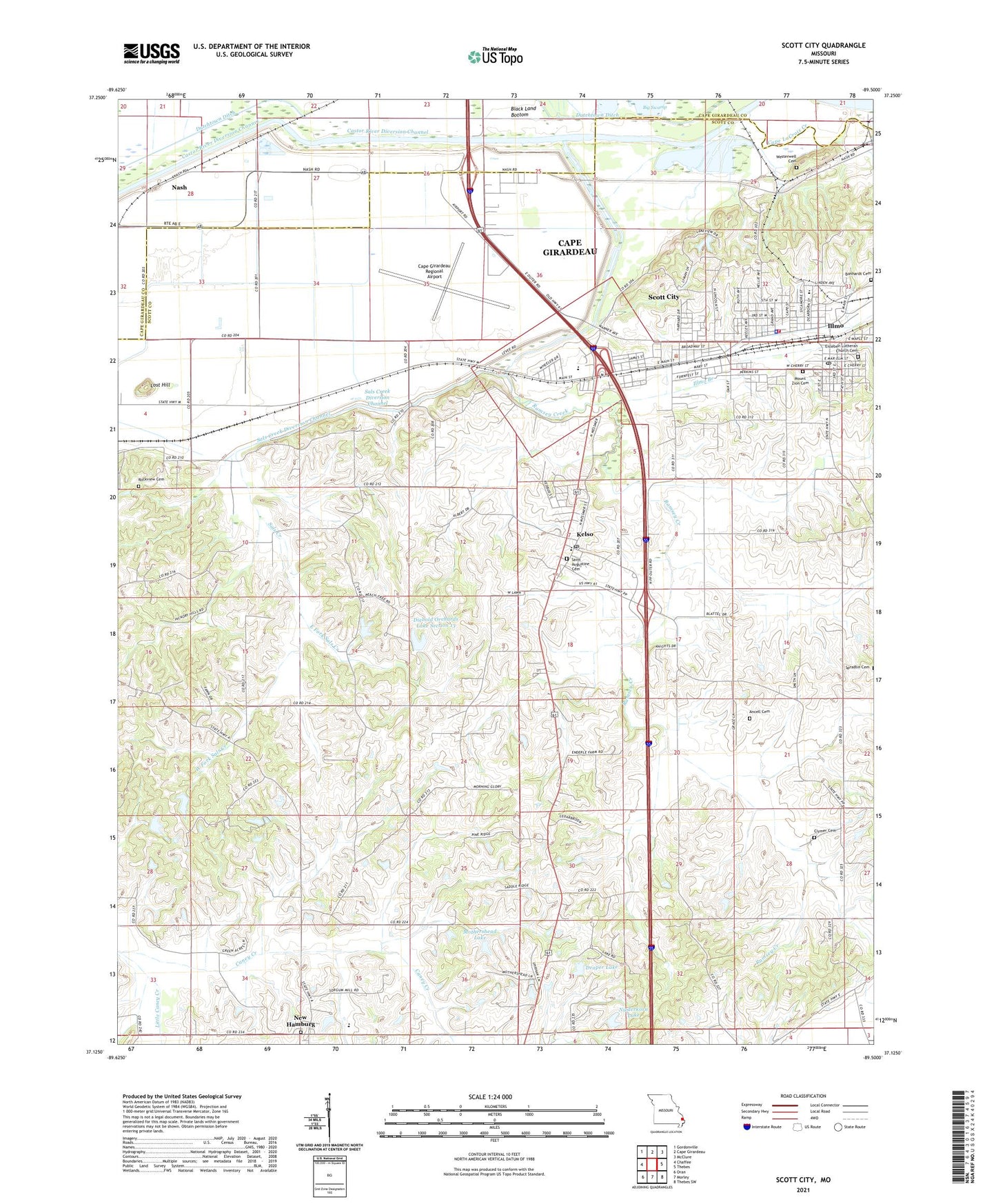 Scott City Missouri US Topo Map Image
