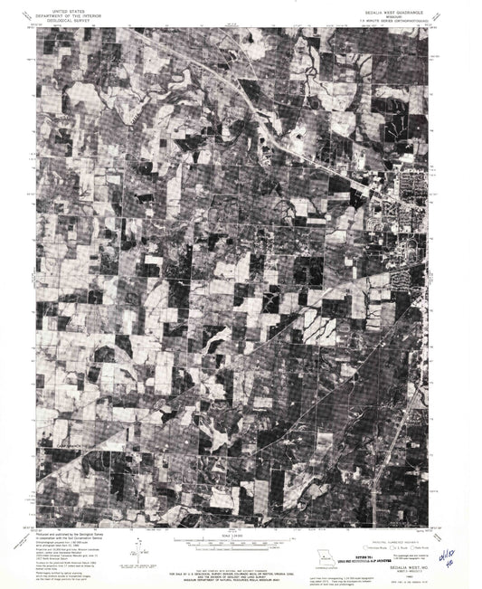 Classic USGS Sedalia West Missouri 7.5'x7.5' Topo Map Image