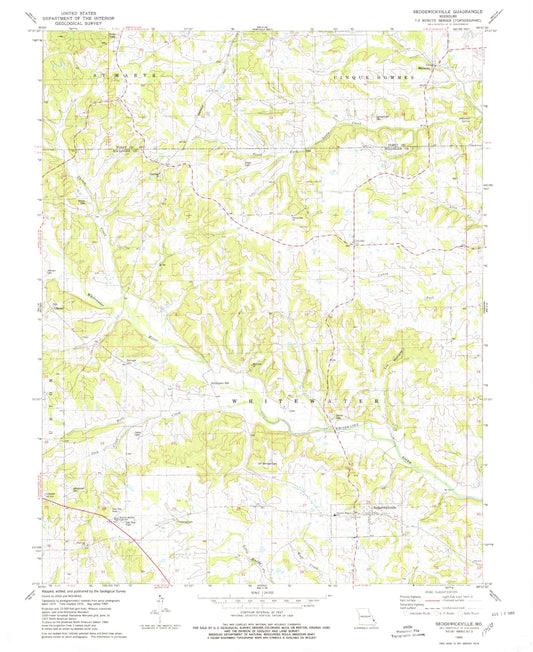 Classic USGS Sedgewickville Missouri 7.5'x7.5' Topo Map Image