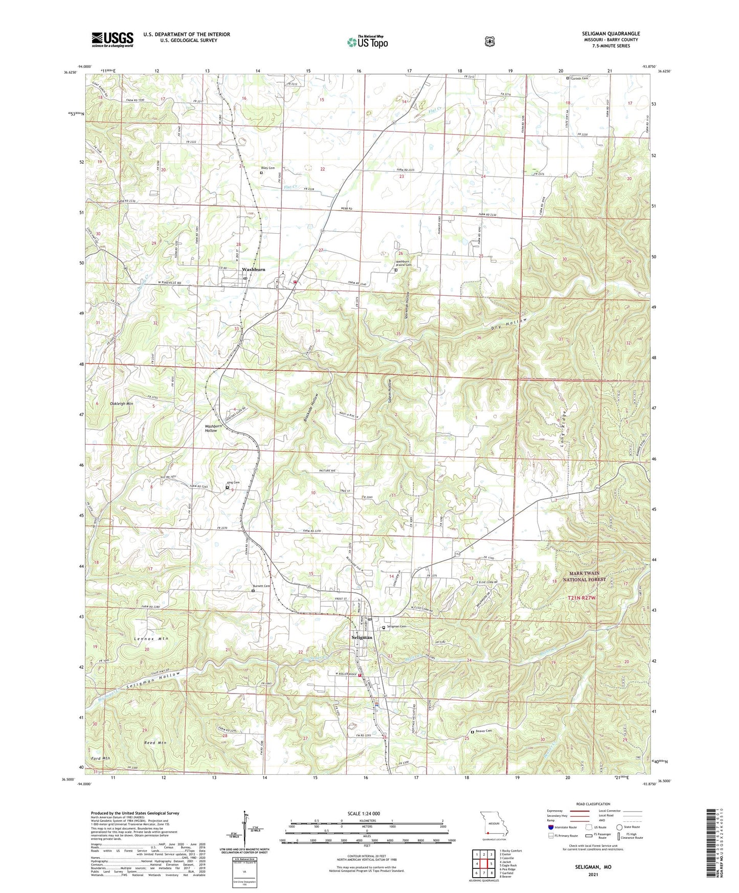Seligman Missouri US Topo Map Image