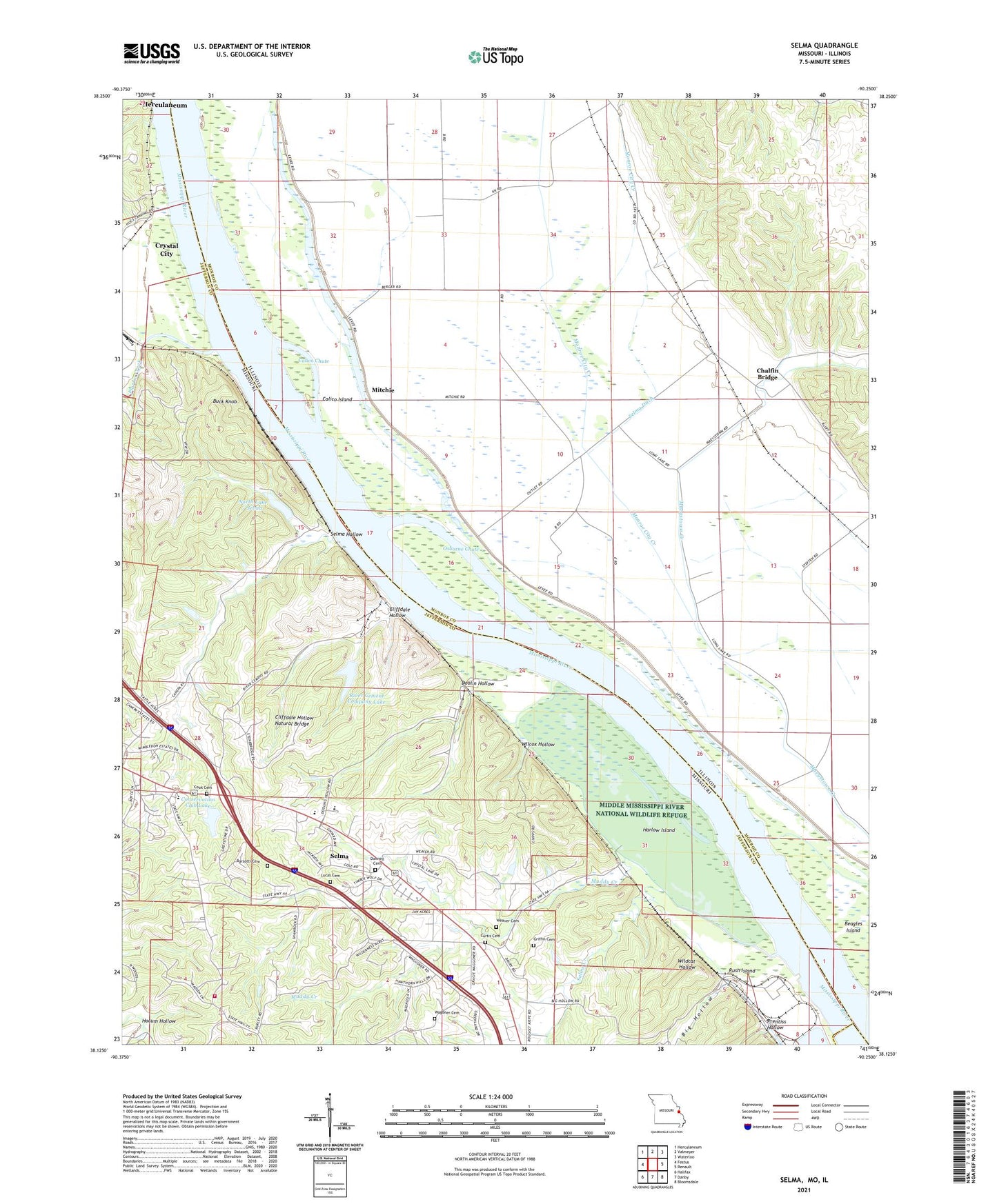 Selma Missouri US Topo Map Image