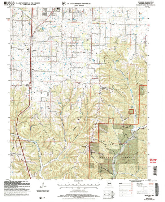 Classic USGS Selmore Missouri 7.5'x7.5' Topo Map Image