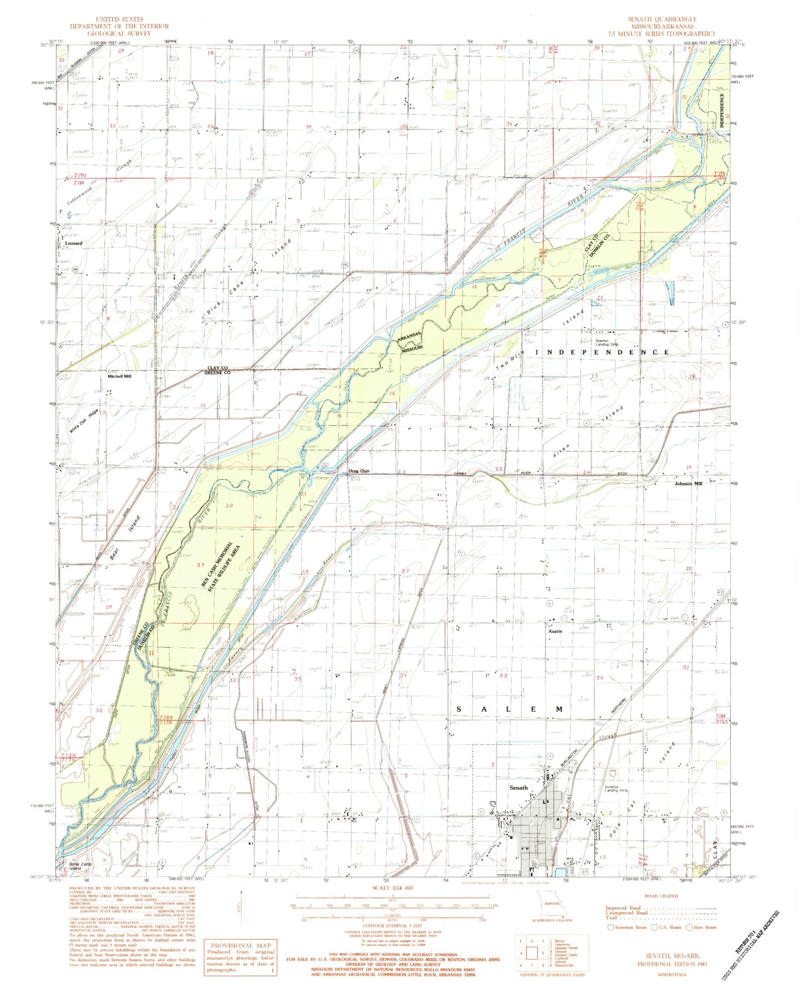 Classic USGS Senath Missouri 7.5'x7.5' Topo Map MyTopo Map Store