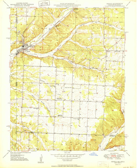 Classic USGS Seneca Missouri 7.5'x7.5' Topo Map Image