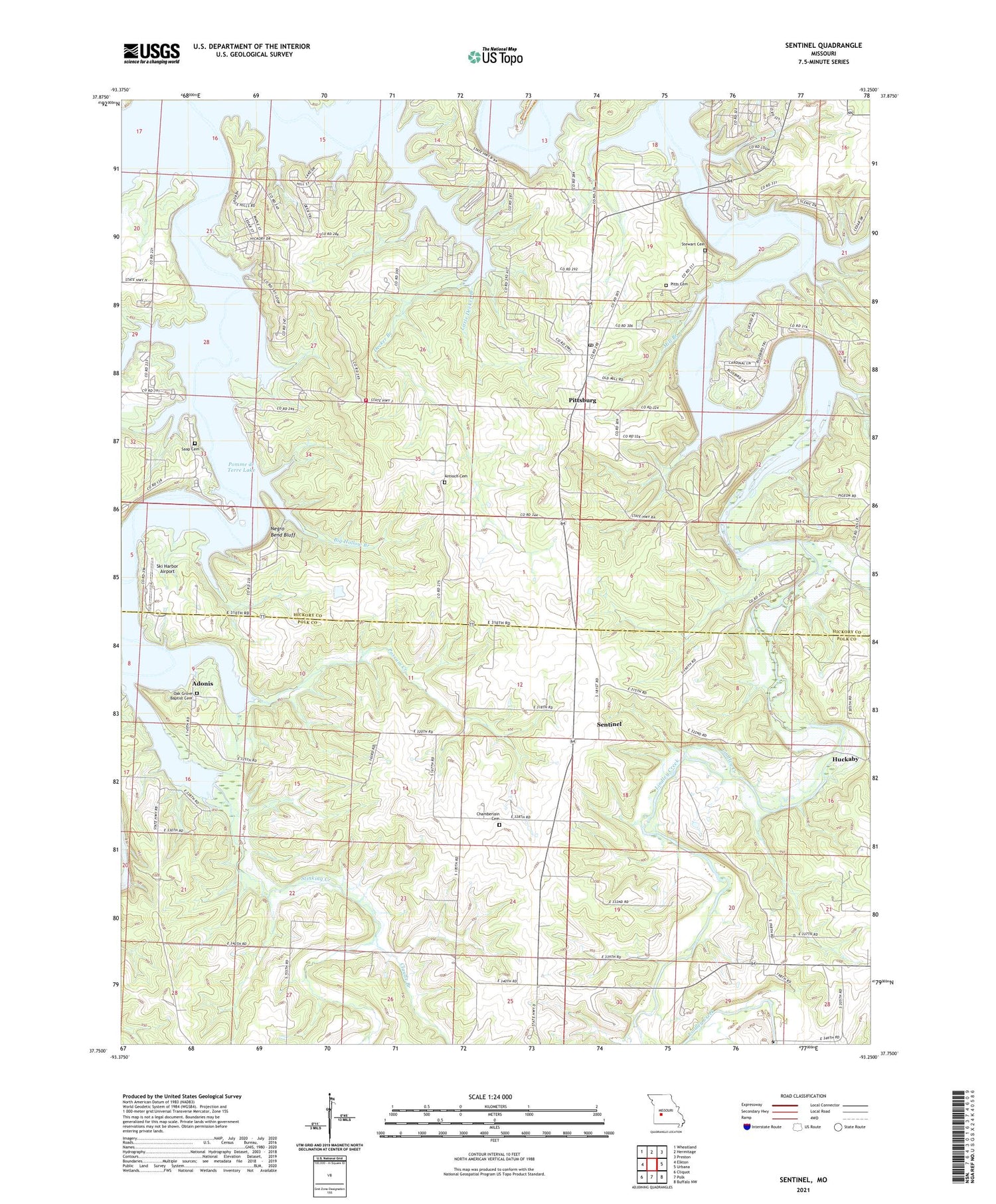 Sentinel Missouri US Topo Map Image