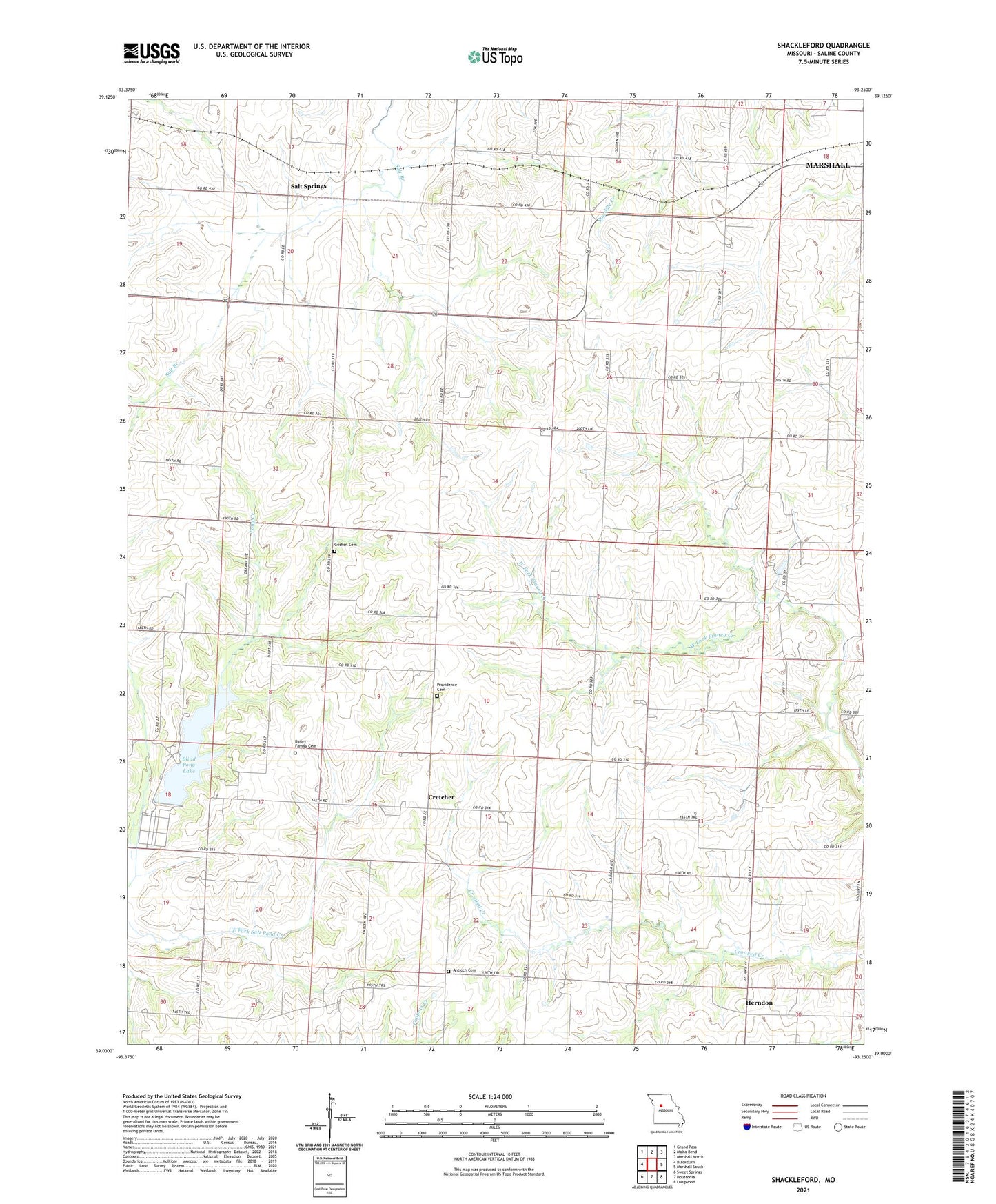 Shackleford Missouri US Topo Map Image