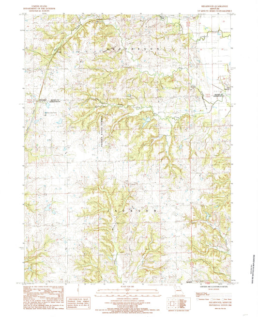 Classic USGS Shearwood Missouri 7.5'x7.5' Topo Map Image