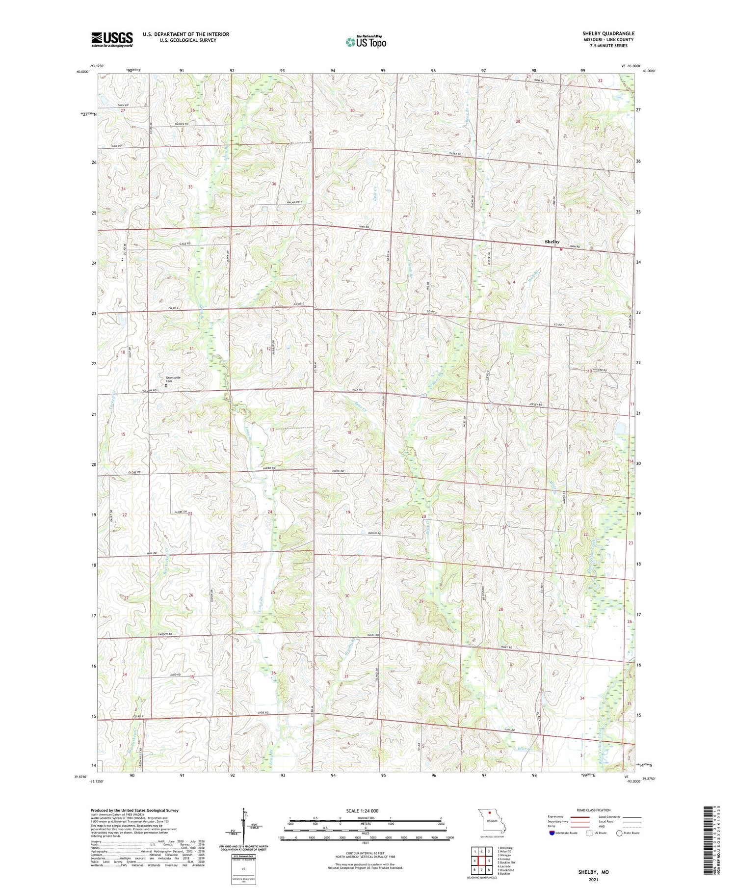 Shelby Missouri US Topo Map Image