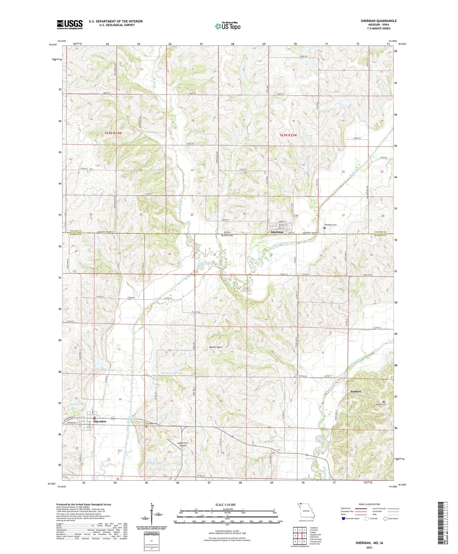 Sheridan Missouri US Topo Map Image