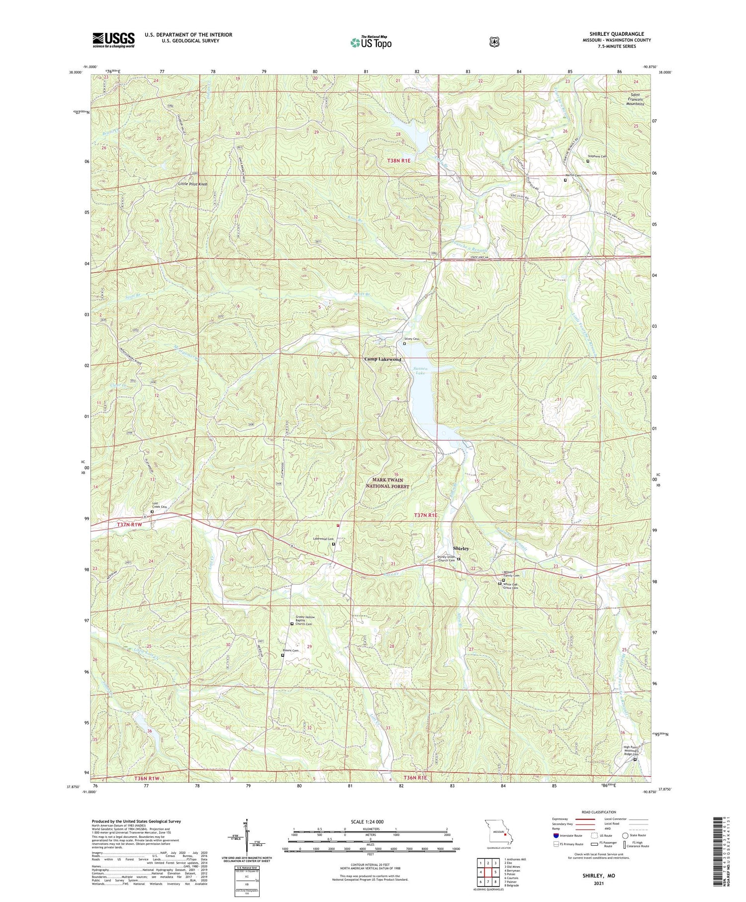 Shirley Missouri US Topo Map Image
