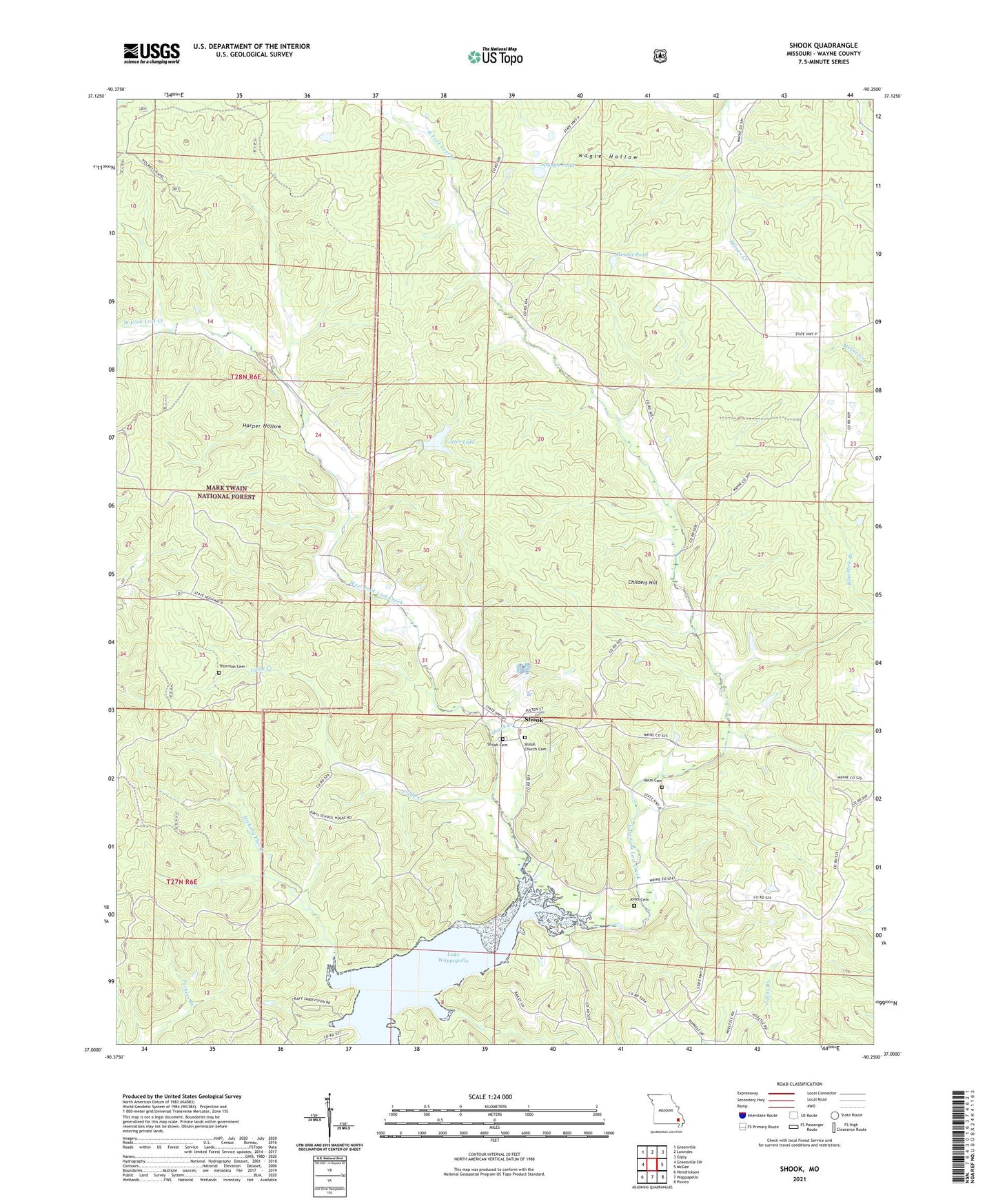 Shook Missouri US Topo Map Image