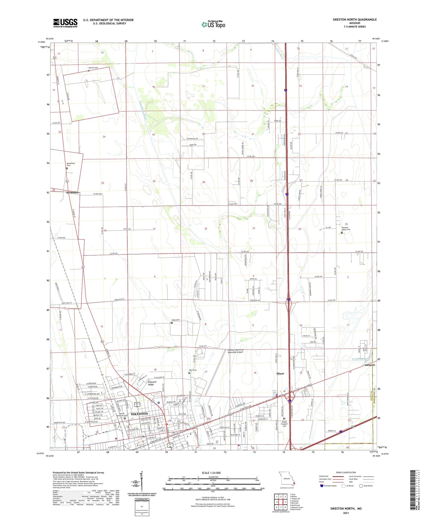 Sikeston North Missouri US Topo Map Image