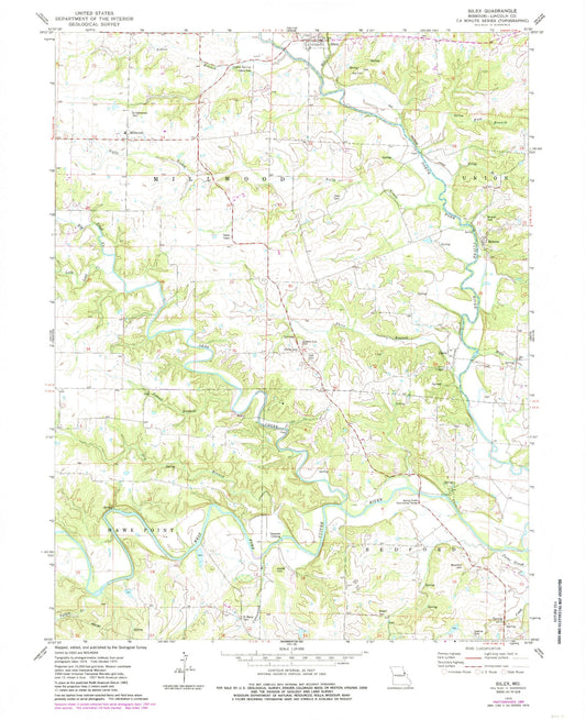 Classic USGS Silex Missouri 7.5'x7.5' Topo Map Image