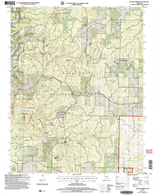 Classic USGS Siloam Springs Missouri 7.5'x7.5' Topo Map Image