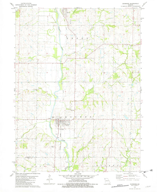 Classic USGS Skidmore Missouri 7.5'x7.5' Topo Map Image