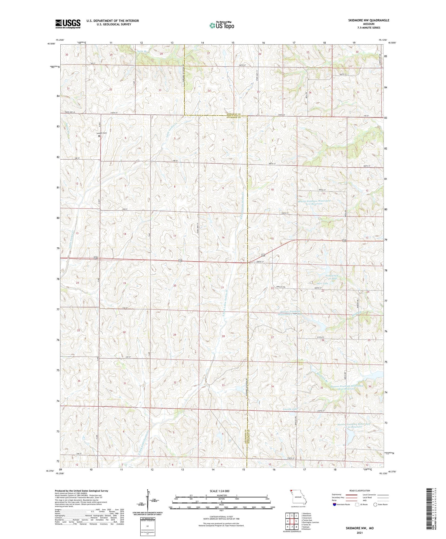 Skidmore NW Missouri US Topo Map Image