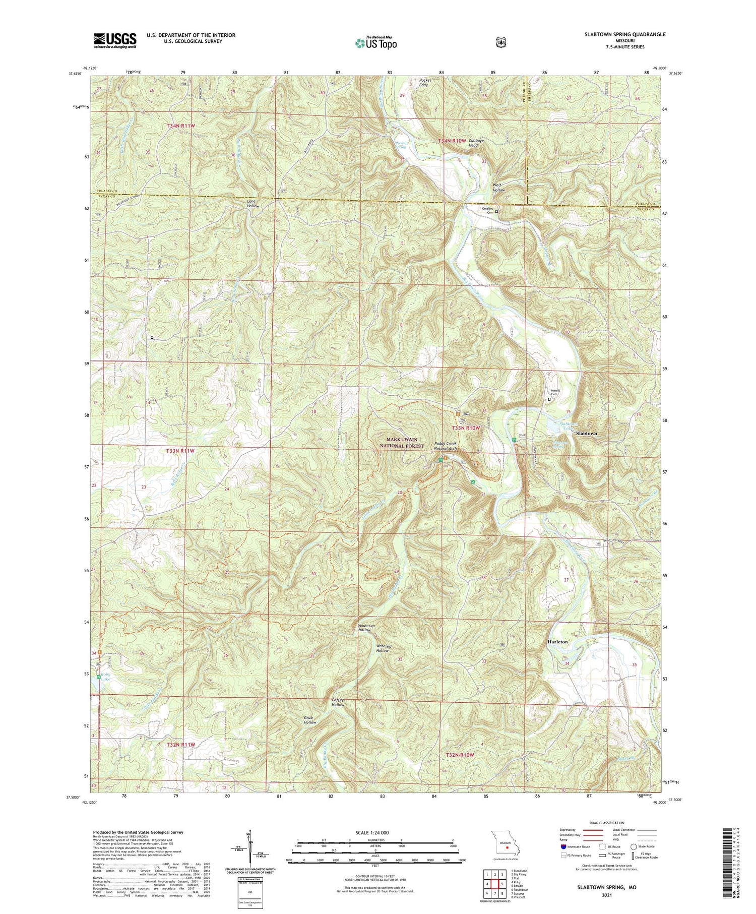 Slabtown Spring Missouri US Topo Map Image
