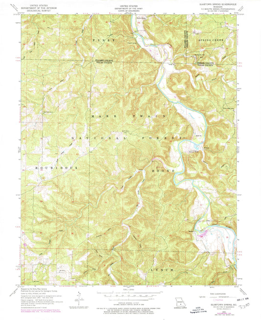USGS Classic Slabtown Spring Missouri 7.5'x7.5' Topo Map Image