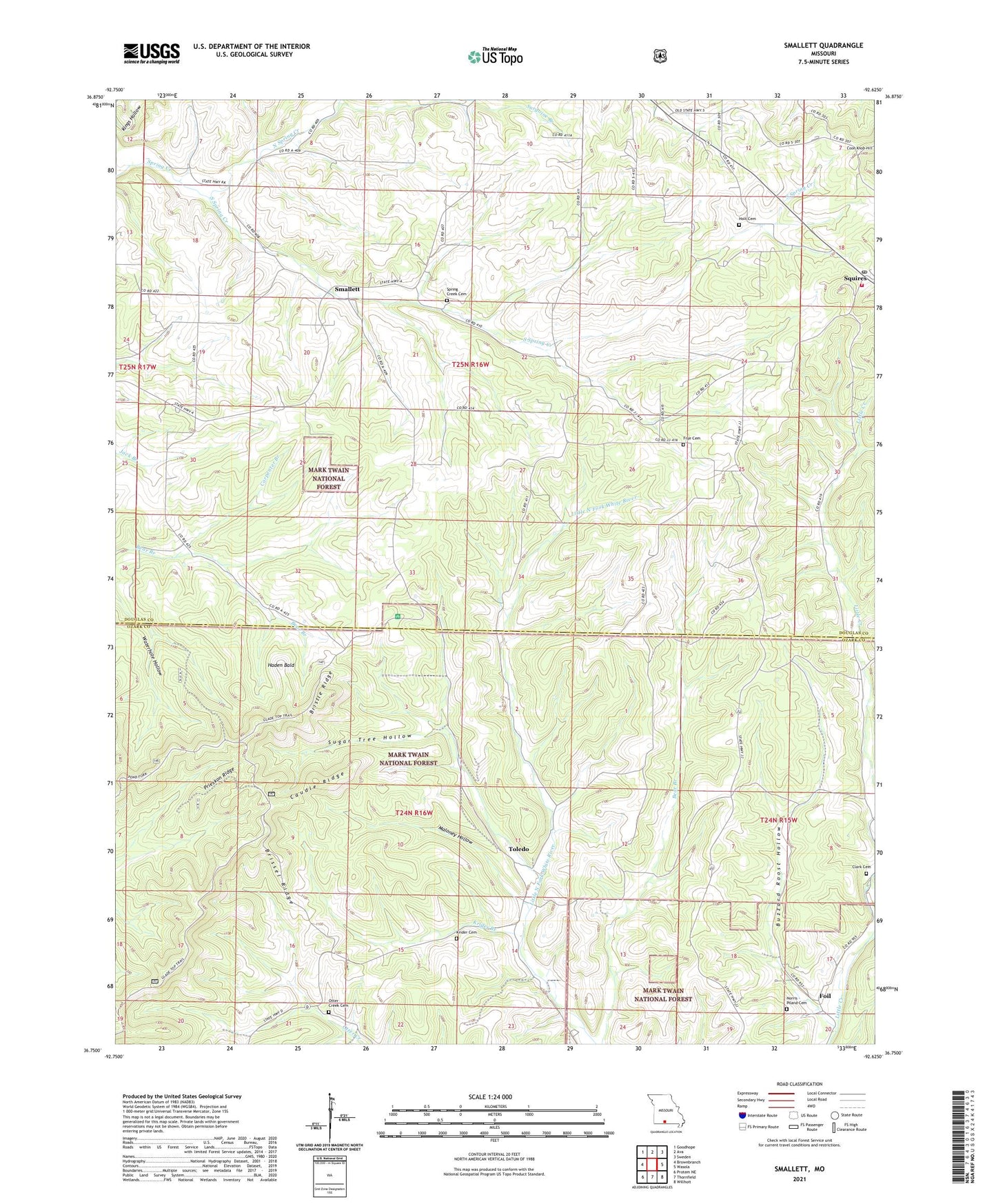 Smallett Missouri US Topo Map Image