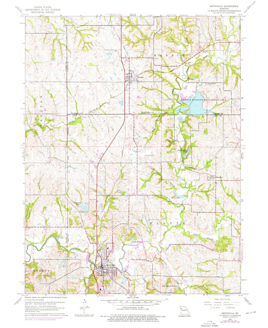 Classic USGS Smithville Missouri 7.5'x7.5' Topo Map Image