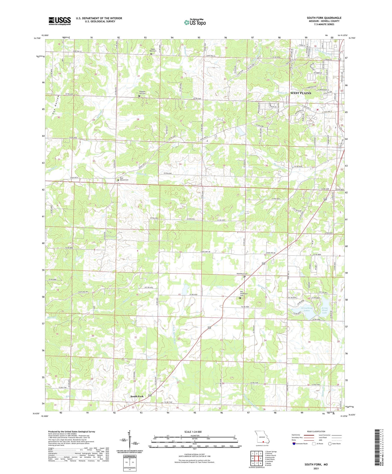 South Fork Missouri US Topo Map Image
