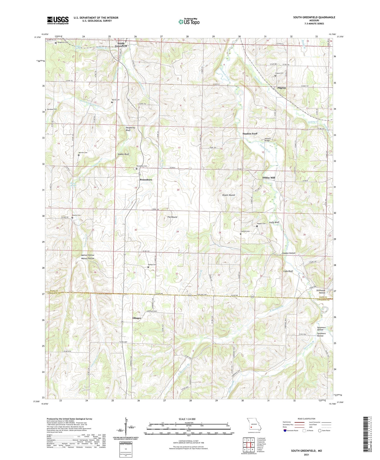 South Greenfield Missouri US Topo Map Image