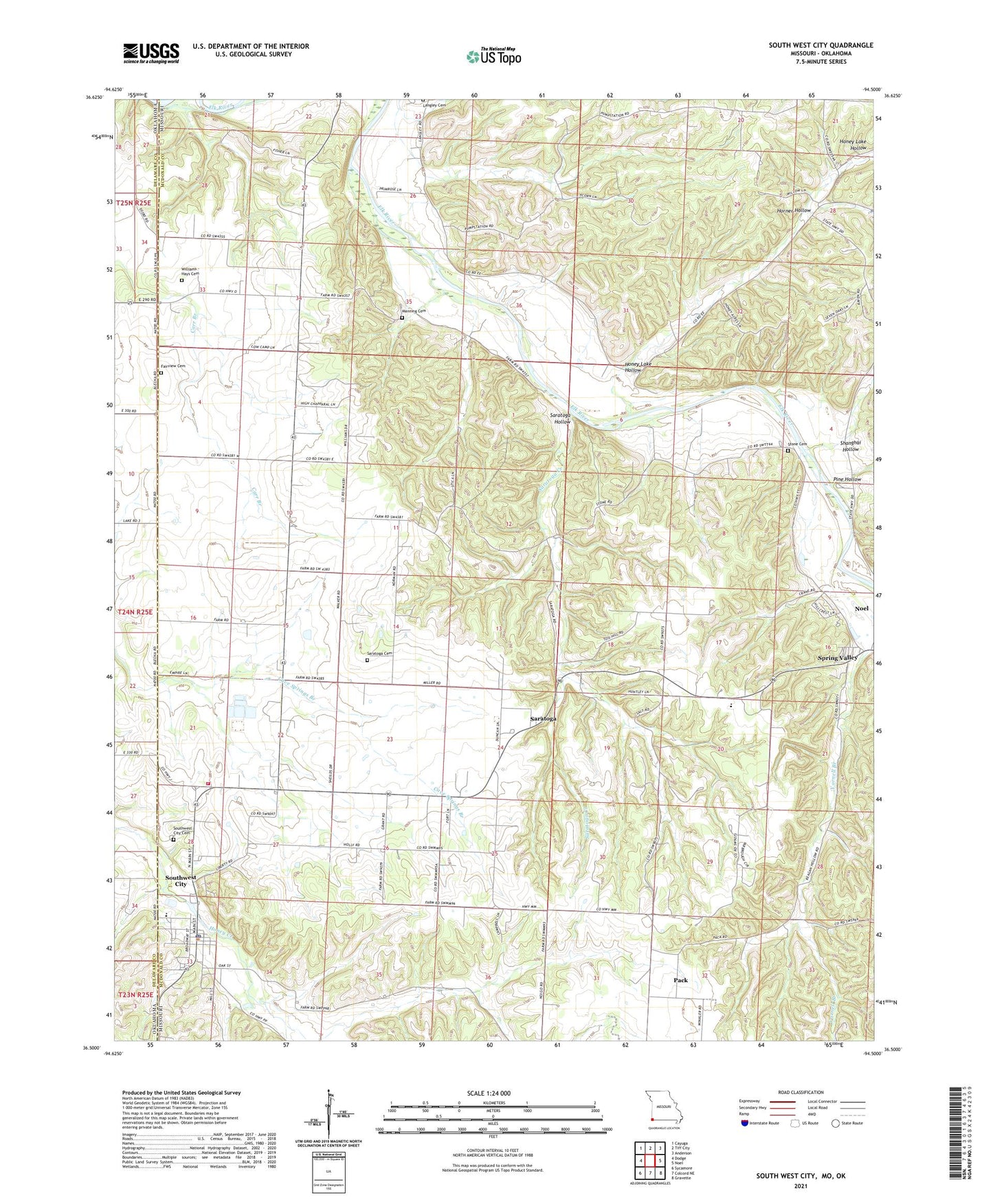 South West City Missouri US Topo Map Image