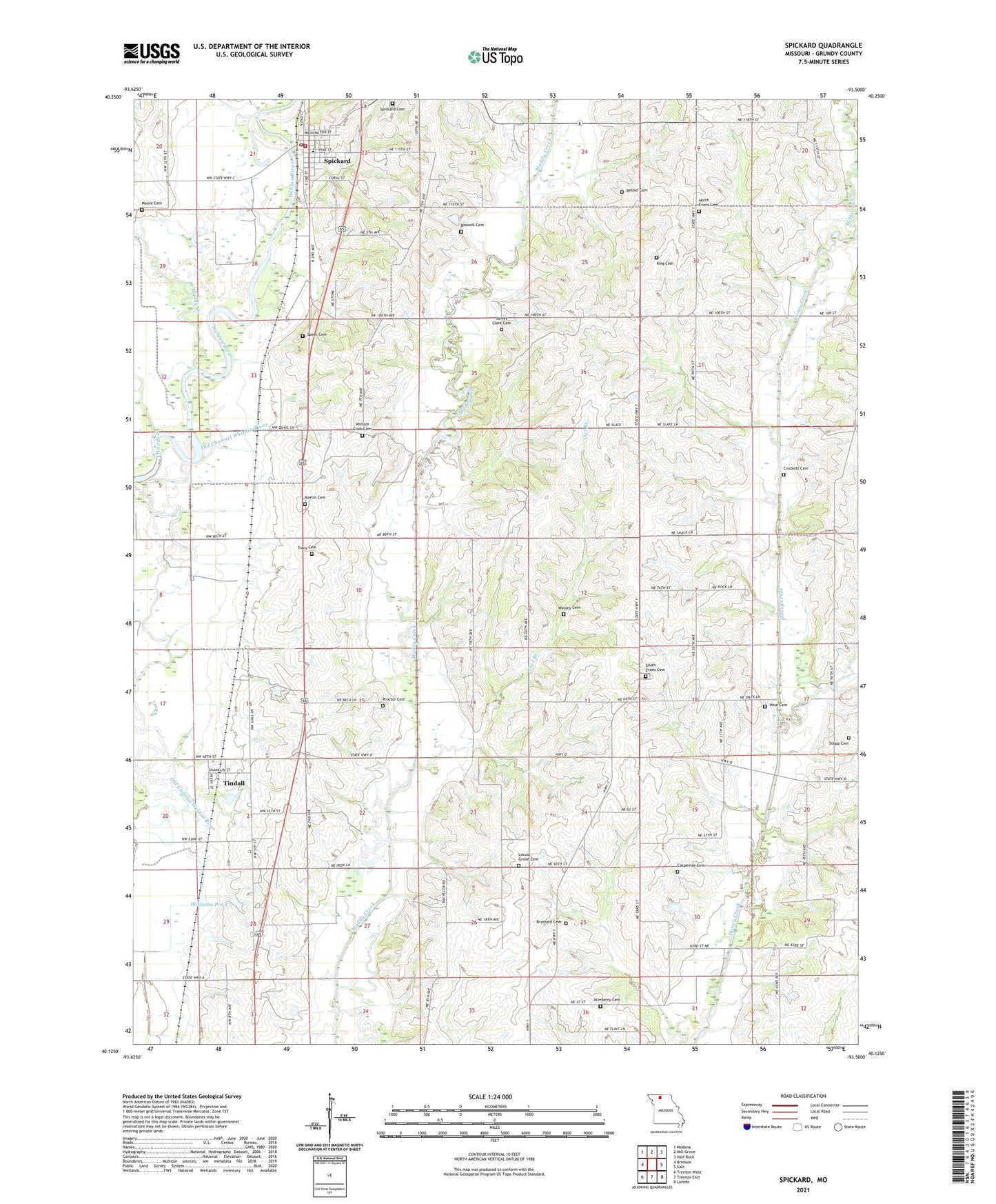 Spickard Missouri US Topo Map Image