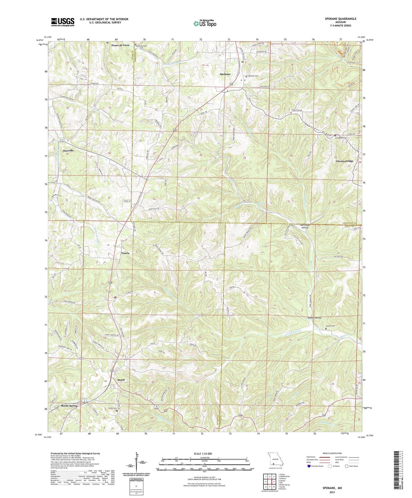 Spokane Missouri US Topo Map Image