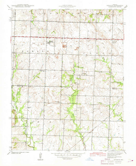 Classic USGS Sprague Missouri 7.5'x7.5' Topo Map Image