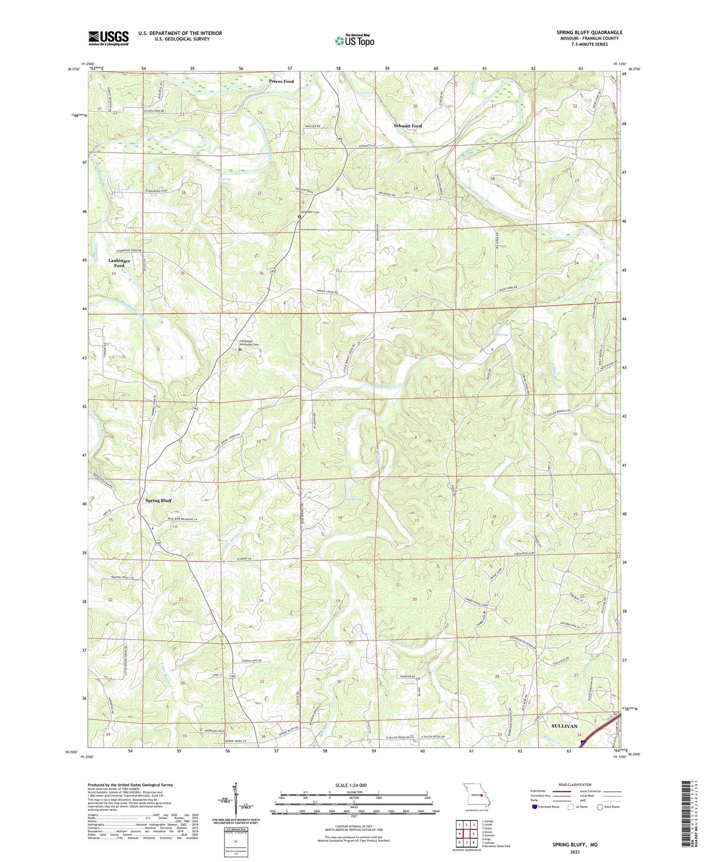 Spring Bluff Missouri US Topo Map Image