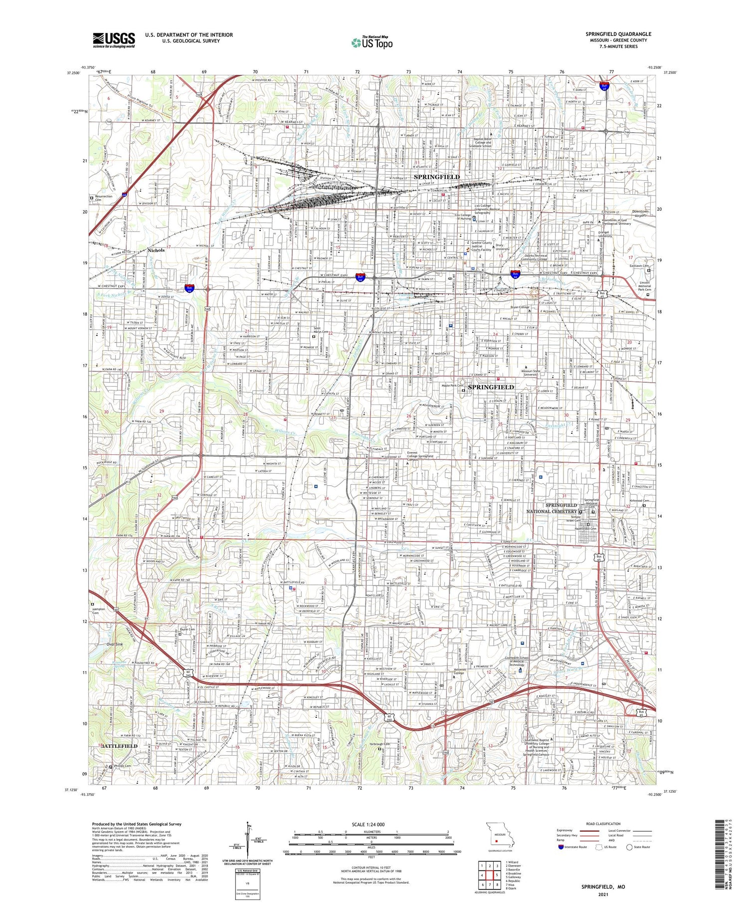 Springfield Missouri US Topo Map Image