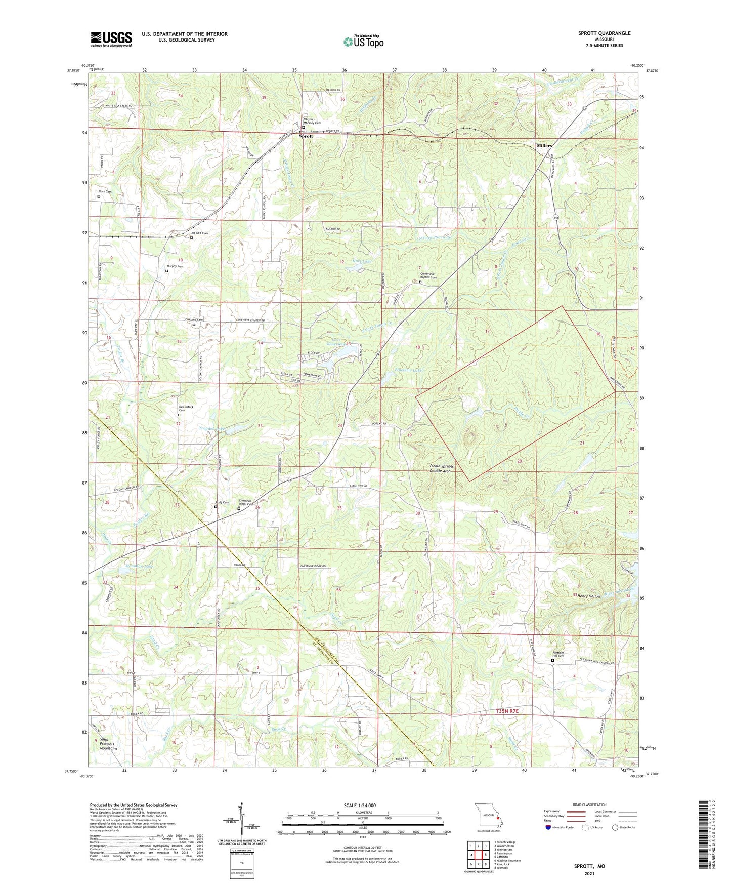 Sprott Missouri US Topo Map Image