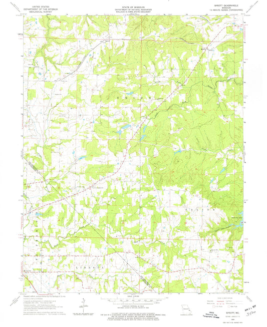 Classic USGS Sprott Missouri 7.5'x7.5' Topo Map Image