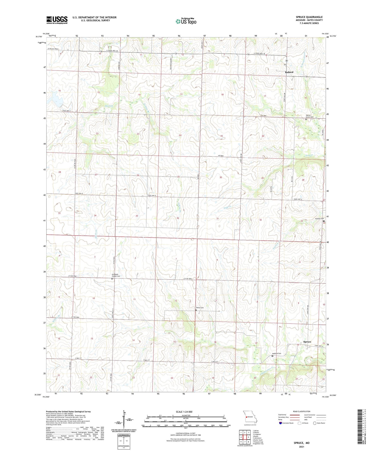 Spruce Missouri US Topo Map Image