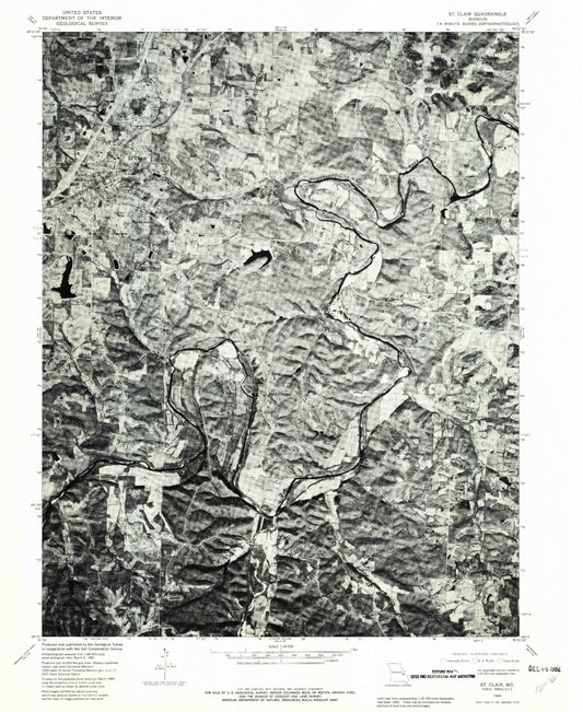Classic USGS Saint Clair Missouri 7.5'x7.5' Topo Map Image