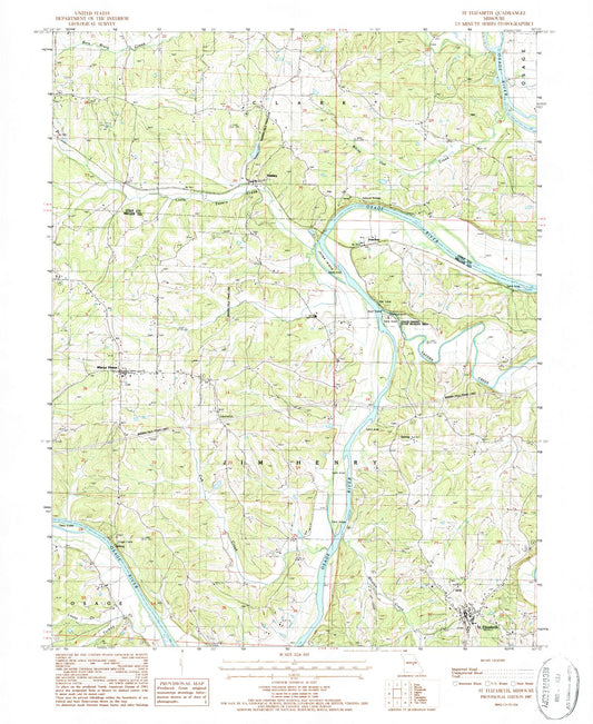 Classic USGS Saint Elizabeth Missouri 7.5'x7.5' Topo Map Image