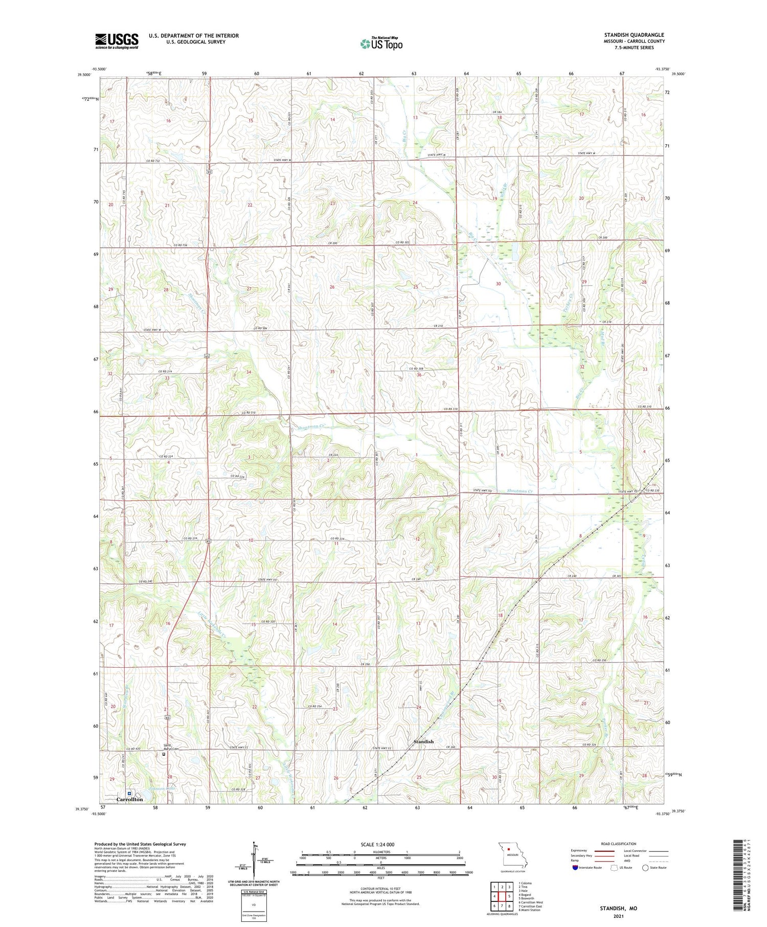 Standish Missouri US Topo Map Image