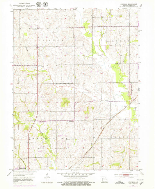 Classic USGS Standish Missouri 7.5'x7.5' Topo Map Image