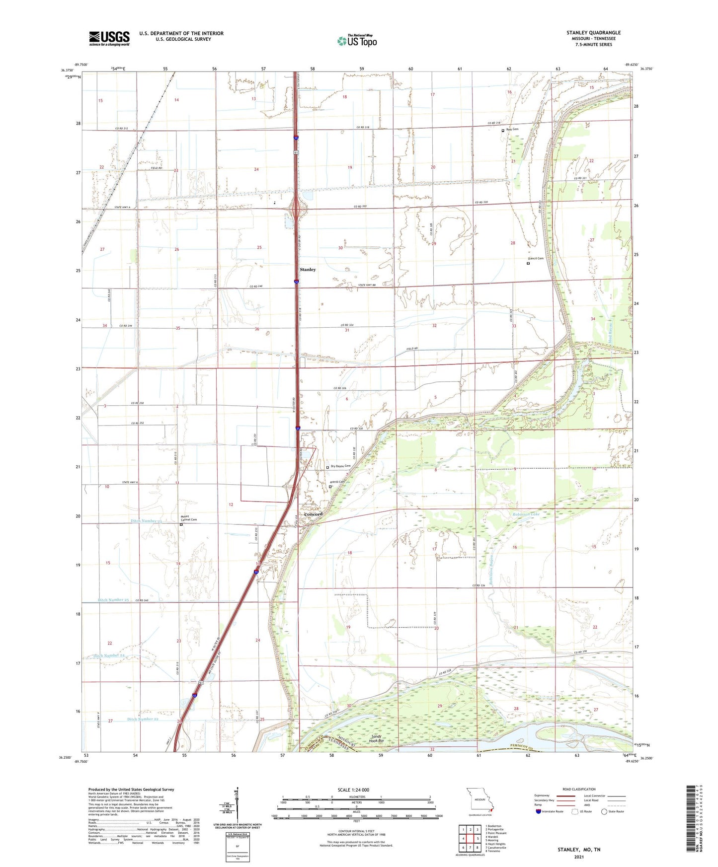 Stanley Missouri US Topo Map Image
