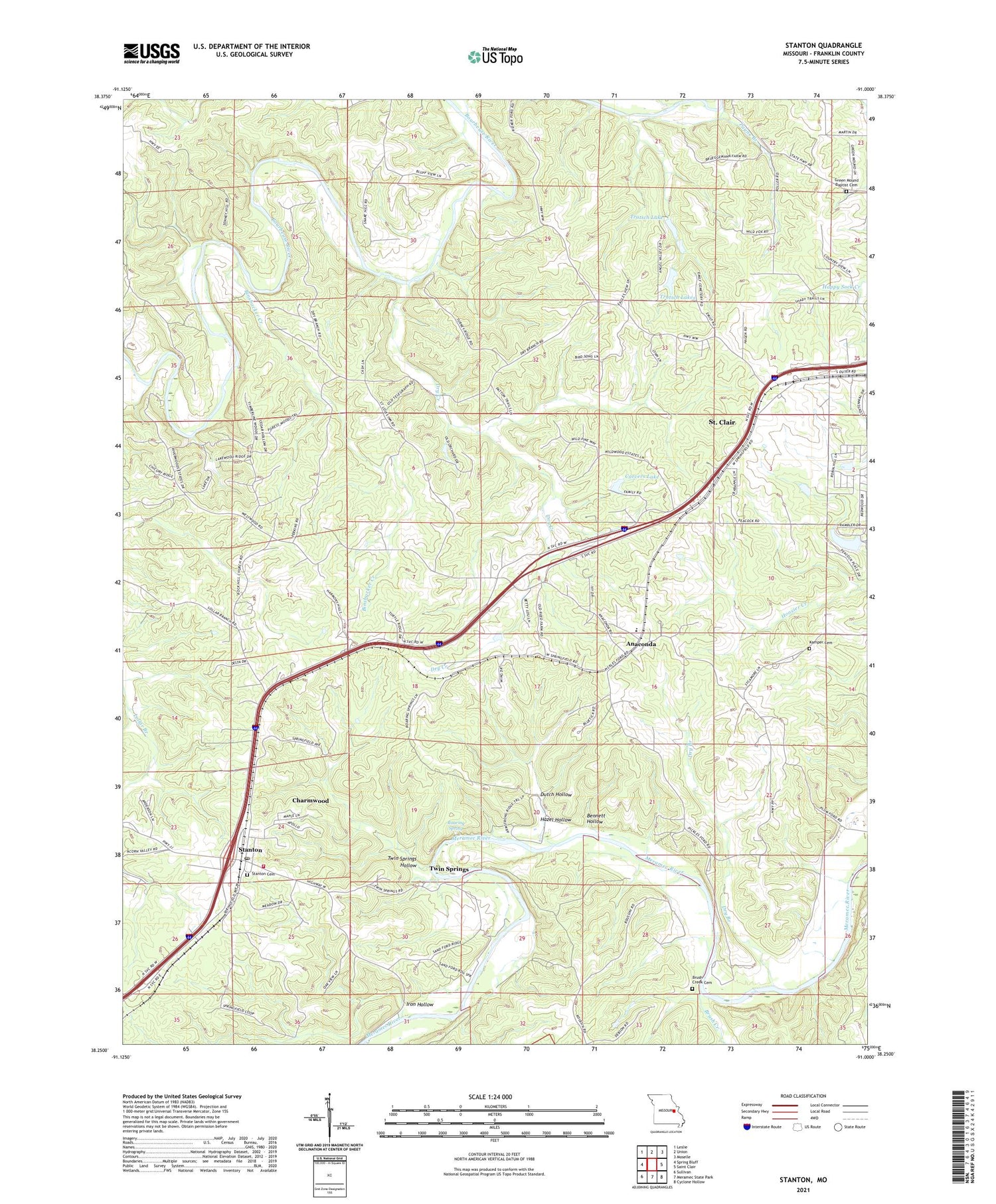 Stanton Missouri US Topo Map Image