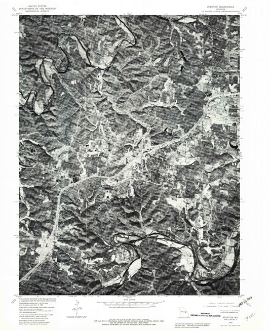 Classic USGS Stanton Missouri 7.5'x7.5' Topo Map Image